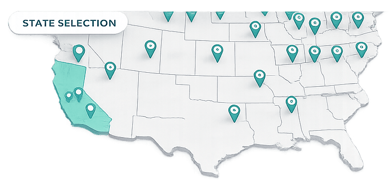 U.S. map for state selection